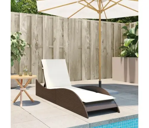 Sauļošanās Zvilnis Ar Matraci 60X205X73 Cm Brūna Pe Rotangpalma Vidaxl