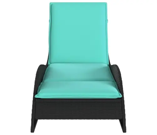 Sauļošanās Krēsls Ar Spilvenu, Melns, 60X205X73 Cm, Polietilēna Rotangpalma Vidaxl