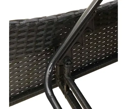 Sauļošanās Krēsls Ar Spilvenu, Melns, 60X205X73 Cm, Polietilēna Rotangpalma Vidaxl