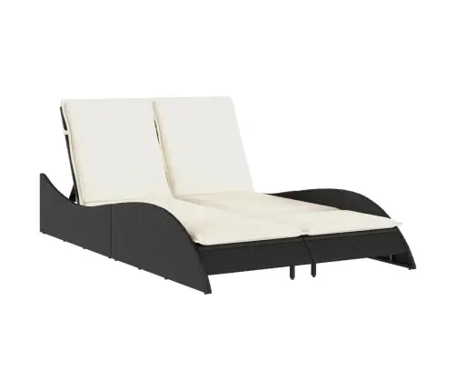 Sauļošanās Zvilnis Ar Matračiem, 114X205X73 Cm, Melna Pe Vidaxl