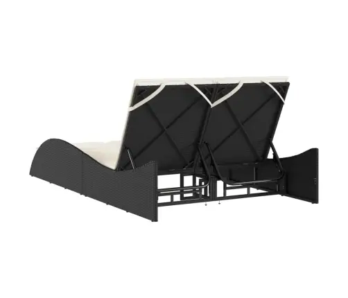 Sauļošanās Zvilnis Ar Matračiem, 114X205X73 Cm, Melna Pe Vidaxl
