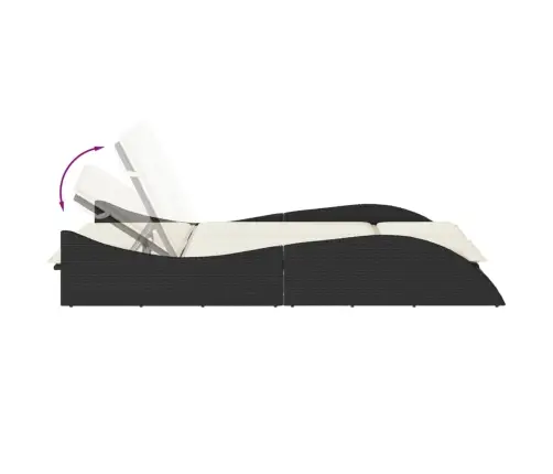 Sauļošanās Zvilnis Ar Matračiem, 114X205X73 Cm, Melna Pe Vidaxl