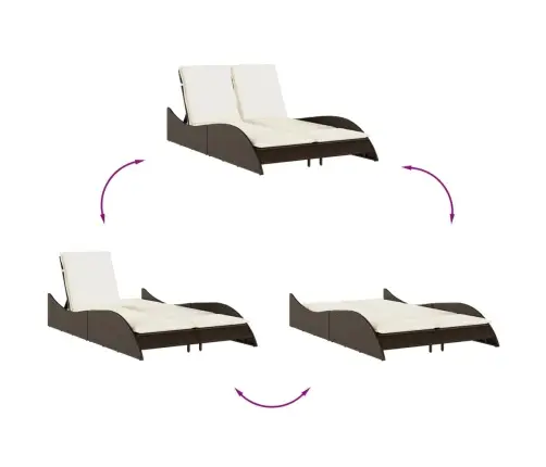 Sauļošanās Zvilnis Ar Matračiem, 114X205X73 Cm, Brūna Pe Vidaxl Sauļošanās Zvilnis Ar Matračiem, 114X205X73 Cm, Brūna Pe Vidaxl