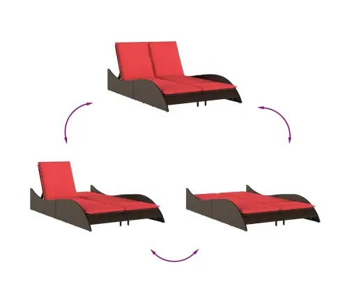 Päevitustool Patjadega, Pruun, 114 X 205 X 73 cm Polürotang