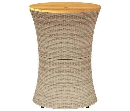 Dārza Galds, Bungu Forma, Bēša Pe Rotangpalma, Masīvkoks Vidaxl