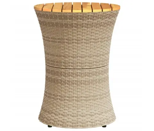 Dārza Galds, Bungu Forma, Bēša Pe Rotangpalma, Masīvkoks Vidaxl