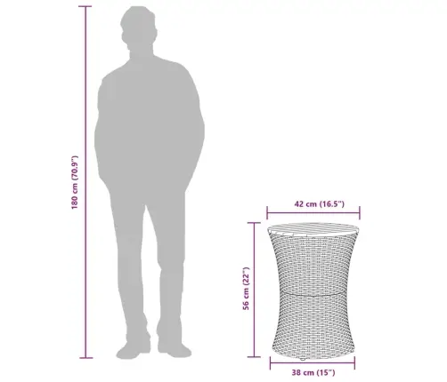 Dārza Galds, Bungu Forma, Bēša Pe Rotangpalma, Masīvkoks Vidaxl