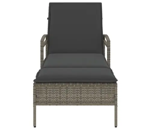 Saulės Gultas Su Čiužinuku, Pilkas, 63X200X81cm Poliratanas