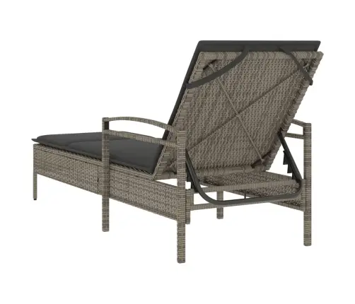 Saulės Gultas Su Čiužinuku, Pilkas, 63X200X81cm Poliratanas