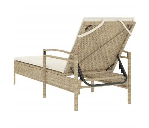 Sauļošanās Zvilnis Ar Matraci, 63X200X81Cm, Bēša Pe Rotangpalma Vidaxl
