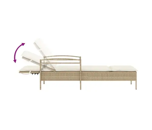 Sauļošanās Zvilnis Ar Matraci, 63X200X81Cm, Bēša Pe Rotangpalma Vidaxl