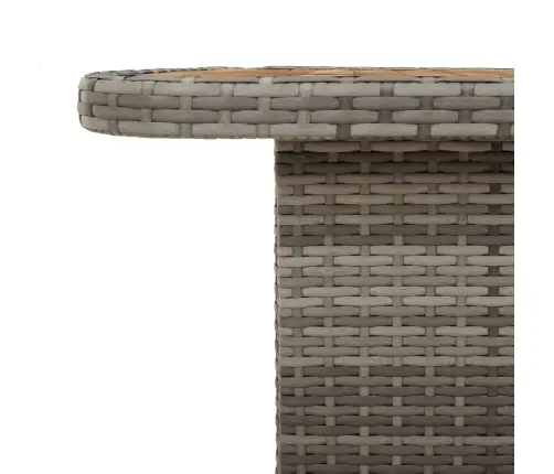 Dārza Galds, 80X80X71 Cm, Pelēka Pe Rotangpalma, Akācijas Koks Vidaxl