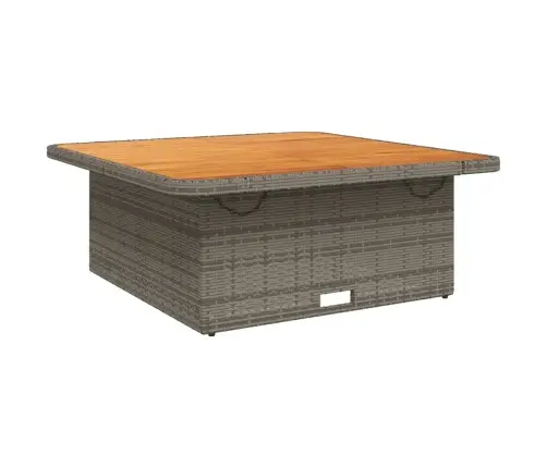 Sodo Stalas, Pilkas, 110X110X71cm Poliratanas/Akacijos Mediena