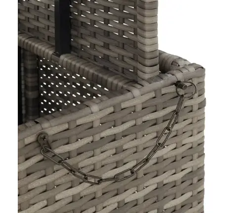 Sodo Stalas, Pilkas, 110X110X71cm Poliratanas/Akacijos Mediena