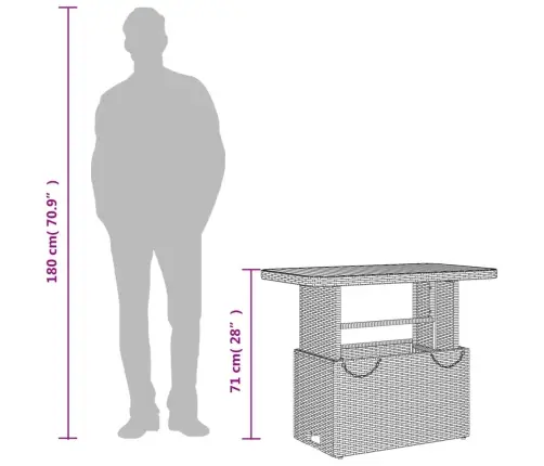 Dārza Galds, 90X55X71 Cm, Melna Pe Rotangpalma, Akācijas Koks Vidaxl