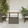 Sodo Stalas, Pilkas, 90X55X71cm Poliratanas/Akacijos Mediena