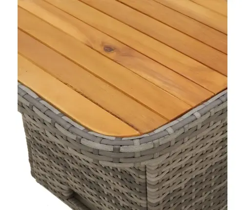 Sodo Stalas, Pilkas, 90X55X71cm Poliratanas/Akacijos Mediena