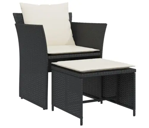 Dārza Krēsls Ar Soliņu, Melna Pe Rotangpalma Vidaxl