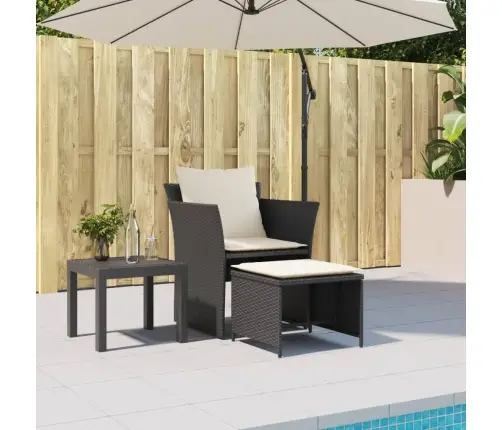 Dārza Krēsls Ar Soliņu, Melna Pe Rotangpalma Vidaxl