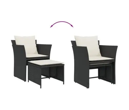 Dārza Krēsls Ar Soliņu, Melna Pe Rotangpalma Vidaxl