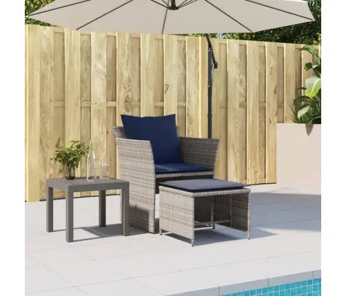 Dārza Krēsls Ar Soliņu, Pelēka Pe Rotangpalma Vidaxl