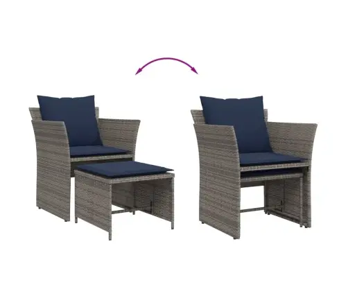 Dārza Krēsls Ar Soliņu, Pelēka Pe Rotangpalma Vidaxl