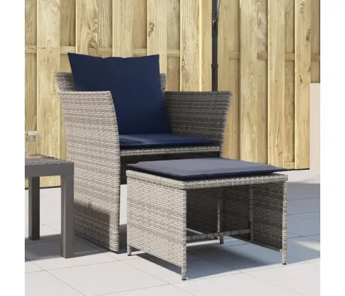 Dārza Krēsls Ar Soliņu, Pelēka Pe Rotangpalma Vidaxl