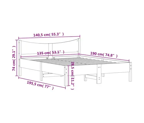 Lovos Rėmas Be Čiužinio, Vaško Rudas, 135X190cm Pušies Masyvas