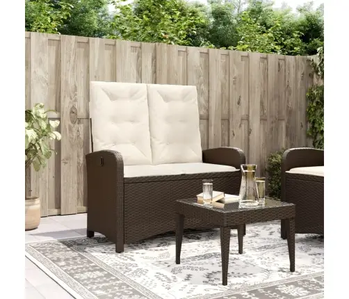 Atlošiamas Sodo Suoliukas Su Pagalvėlėmis, Rudas, Poliratanas