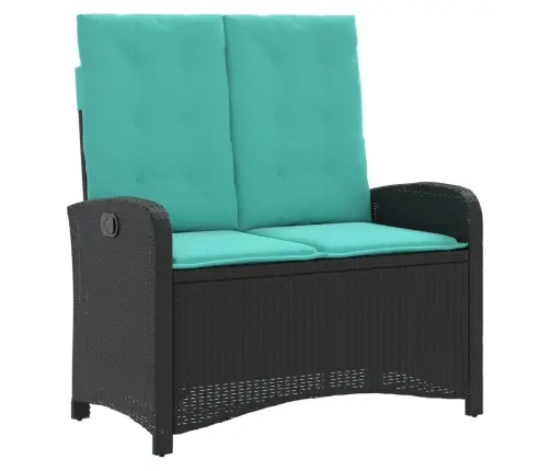 Atgāžams Dārza Sols Ar Matračiem, Melna Pe Rotangpalma Vidaxl