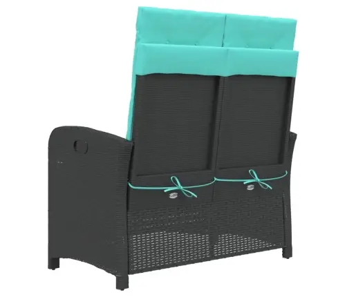 Atgāžams Dārza Sols Ar Matračiem, Melna Pe Rotangpalma Vidaxl