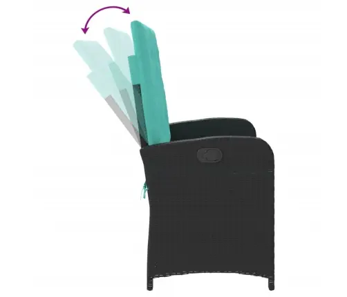 Atgāžams Dārza Sols Ar Matračiem, Melna Pe Rotangpalma Vidaxl