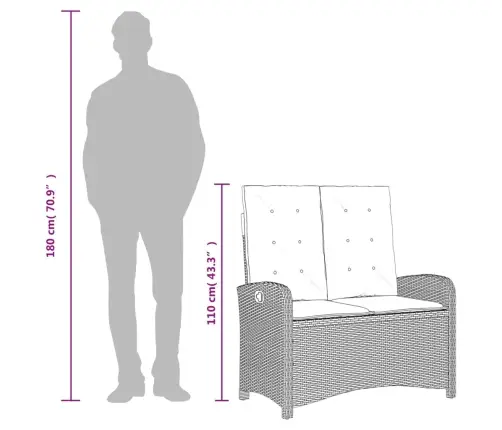 Atgāžams Dārza Sols Ar Matračiem, Melna Pe Rotangpalma Vidaxl