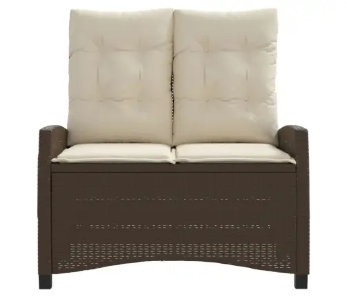 Atlošiamas Sodo Suoliukas Su Pagalvėlėmis, Rudas, Poliratanas Atlošiamas Sodo Suoliukas Su Pagalvėlėmis, Rudas, Poliratanas