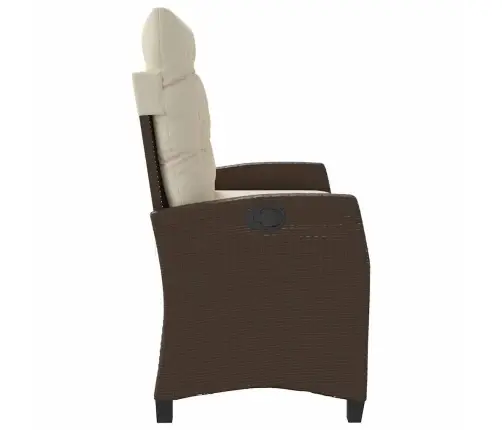 Atlošiamas Sodo Suoliukas Su Pagalvėlėmis, Rudas, Poliratanas Atlošiamas Sodo Suoliukas Su Pagalvėlėmis, Rudas, Poliratanas