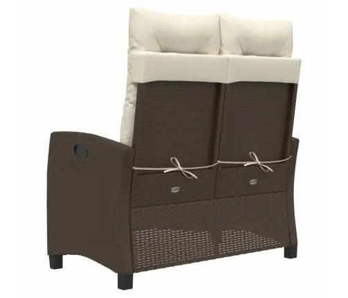 Atlošiamas Sodo Suoliukas Su Pagalvėlėmis, Rudas, Poliratanas Atlošiamas Sodo Suoliukas Su Pagalvėlėmis, Rudas, Poliratanas