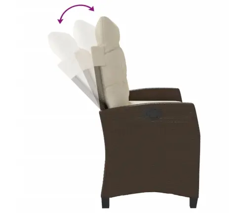 Atlošiamas Sodo Suoliukas Su Pagalvėlėmis, Rudas, Poliratanas Atlošiamas Sodo Suoliukas Su Pagalvėlėmis, Rudas, Poliratanas