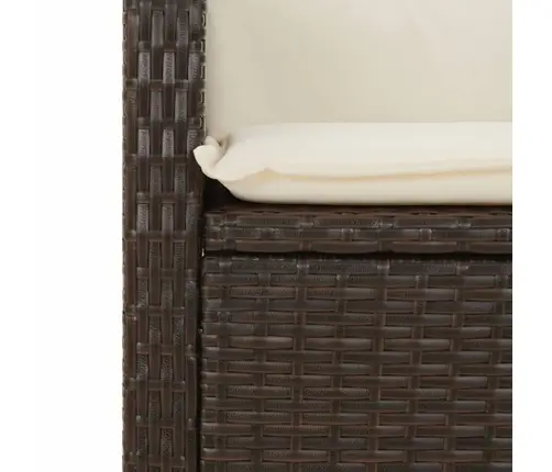 Atlošiamas Sodo Suoliukas Su Pagalvėlėmis, Rudas, Poliratanas Atlošiamas Sodo Suoliukas Su Pagalvėlėmis, Rudas, Poliratanas