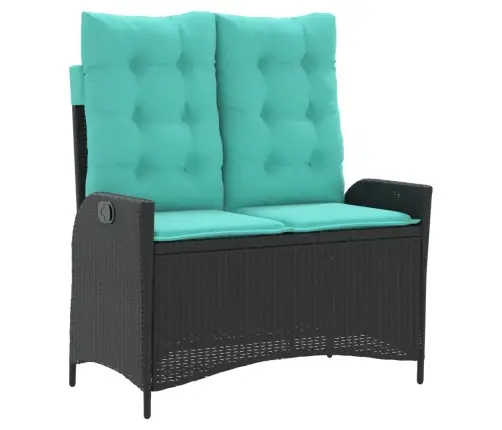 Atgāžams Dārza Sols Ar Matračiem, Melna Pe Rotangpalma Vidaxl