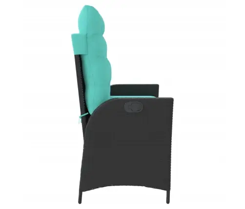 Atgāžams Dārza Sols Ar Matračiem, Melna Pe Rotangpalma Vidaxl