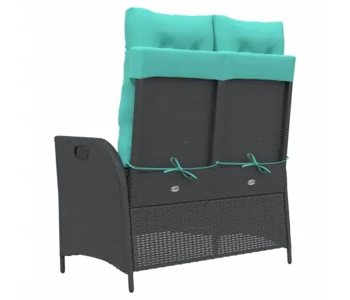 Atgāžams Dārza Sols Ar Matračiem, Melna Pe Rotangpalma Vidaxl