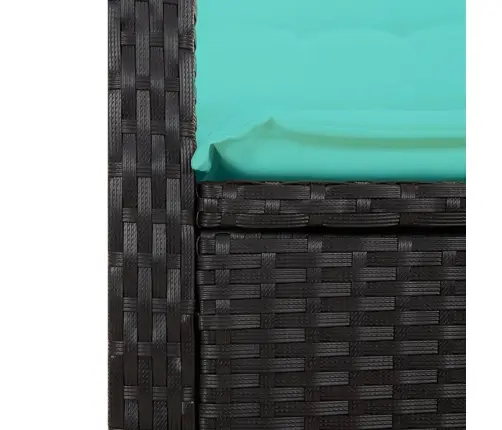 Atgāžams Dārza Sols Ar Matračiem, Melna Pe Rotangpalma Vidaxl