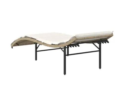 Saulės Gultas Su Čiužinuku, Smėlio, 55X199X50cm Poliratanas