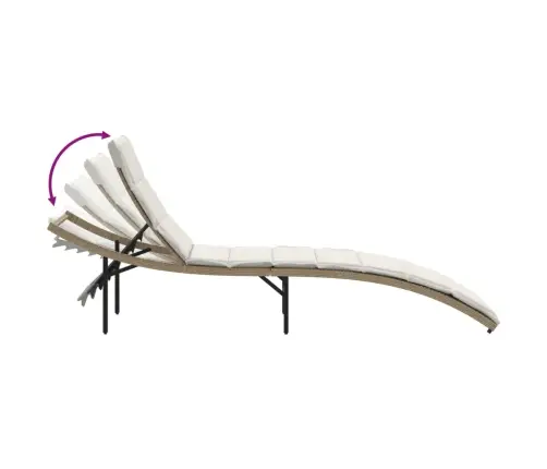 Saulės Gultas Su Čiužinuku, Smėlio, 55X199X50cm Poliratanas