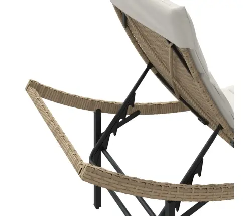 Saulės Gultas Su Čiužinuku, Smėlio, 55X199X50cm Poliratanas