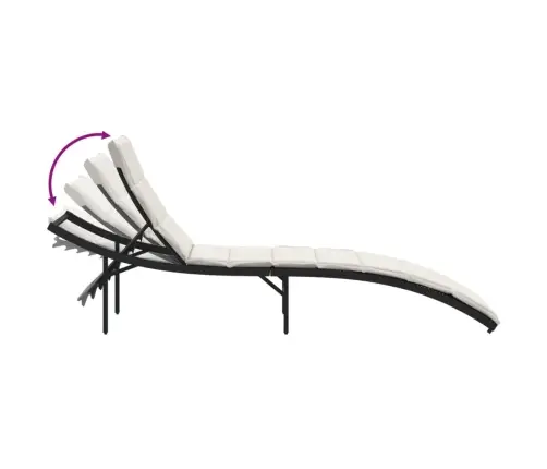 Sauļošanās Zviļņi, 2 Gab., Ar Galdiņu, Melna Pe Rotangpalma Vidaxl