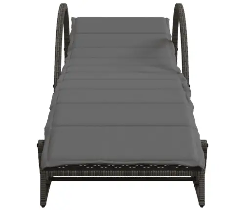 Sauļošanās Zviļņi, 2 Gab., Ar Galdu, Pelēka Pe Rotangpalma Vidaxl Sauļošanās Zviļņi, 2 Gab., Ar Galdu, Pelēka Pe Rotangpalma Vidaxl