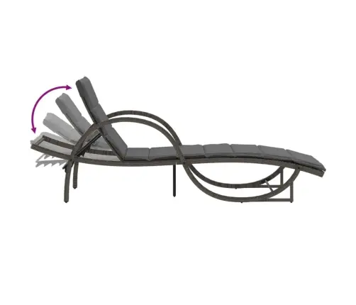 Sauļošanās Zviļņi, 2 Gab., Ar Galdu, Pelēka Pe Rotangpalma Vidaxl Sauļošanās Zviļņi, 2 Gab., Ar Galdu, Pelēka Pe Rotangpalma Vidaxl