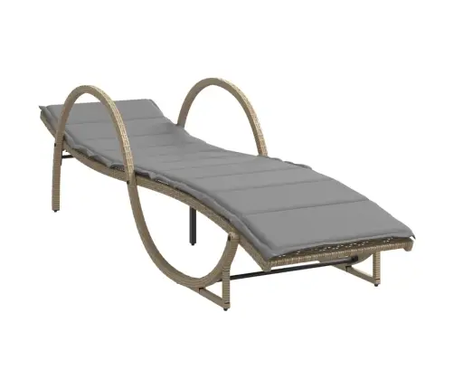 Sauļošanās Zviļņi, 2 Gab., Ar Galdiņu, Bēša Pe Rotangpalma Vidaxl