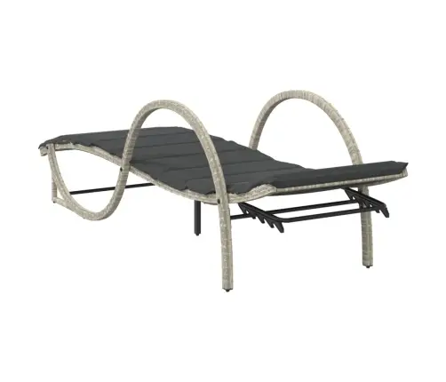 Sauļošanās Zviļņi, 2Gab., Ar Galdu, Gaiši Pelēka Pe Rotangpalma Vidaxl